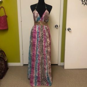 Fun halter casual bohemian long dress